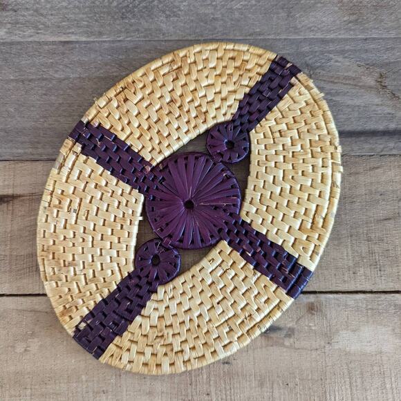 Vintage Rattan Wicker Raffia Woven Trivets - Picture 5 of 5